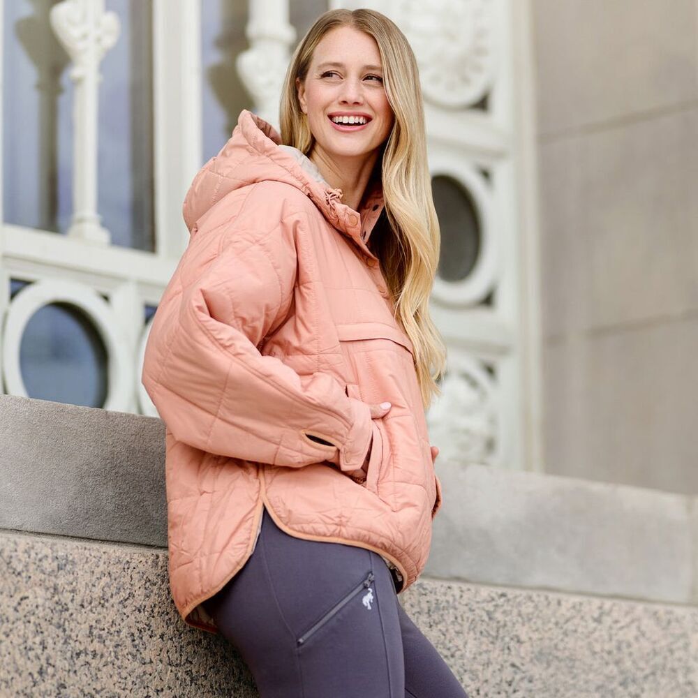 Ford Bronco Anorak Puffer Jacket Women's L Pink High-Low Winter Casual Quilted